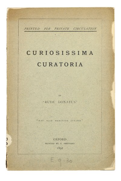 Rude Donatus, Oxford, Curiosissima Curatoria -julkaisun nimisivu tekijältä Charles Lutwidge Dodgson