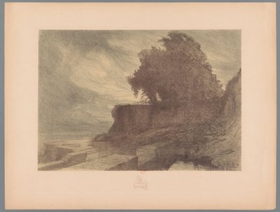 Linnakkeen raunio, jossa on tykki ja puu Maisemat (sarjan nimi) Suite des Paysages (sarjan nimi) tekijältä Charles Marie Dulac