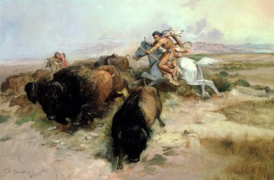 Buffalo Hunt, 1897 tekijältä Charles Marion Russell