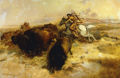 Buffalo Hunt, 1897 tekijältä Charles Marion Russell