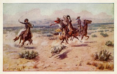 Cowboyt jahtaavat preeriasutta tekijältä Charles Marion Russell