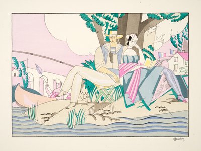 La Peche alkaen Sports & Entertainment, pub. 1914 (sabluunapainatus) tekijältä Charles Martin