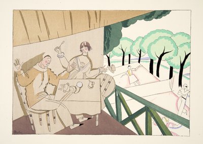 Tennis, alkaen Sports & Entertainment, pub. 1914 (sabluunapainatus) tekijältä Charles Martin
