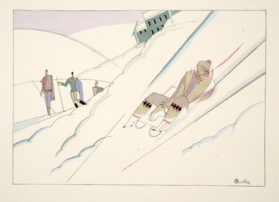 Sled, alkaen Sports & Entertainment, pub. 1914 (sabluunapainatus) tekijältä Charles Martin