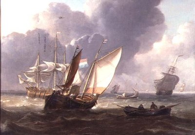 Hollantilaiset kolmimestarit ja pienveneet aallokossa tekijältä Charles Martin Powell