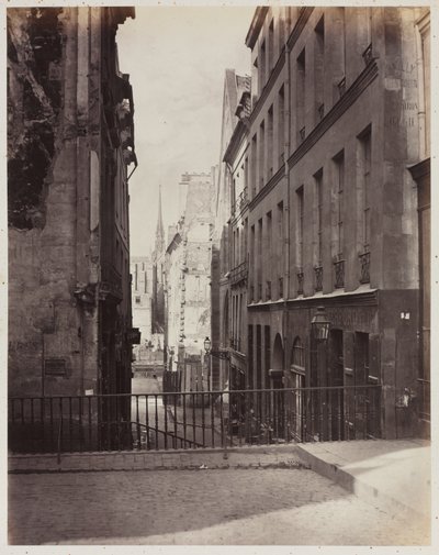 Rue Jean-de-Beauvais. Näkymä Rue des Écolesilta kohti rakenteilla olevaa Boulevard Saint-Germainia tekijältä Charles Marville
