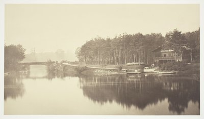 Nimetön, c. 1850. [Silta ja chalet Bois de Boulognessa, puisto Pariisissa]. tekijältä Charles Marville