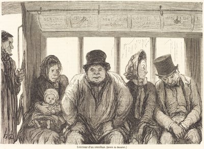 Omnibussin sisäpuoli [alapuoli] tekijältä Charles Maurand after Honoré Daumier