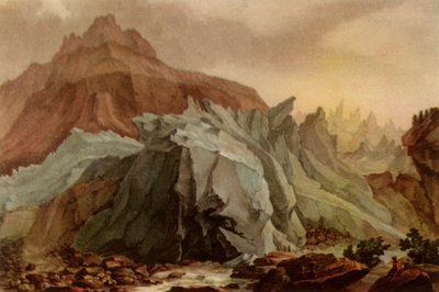 "Lütschinen laskeutuu ala-Grindelwaldin jäätikköstä", 1782-1785, 1946. tekijältä Charles Melchior Descourtis