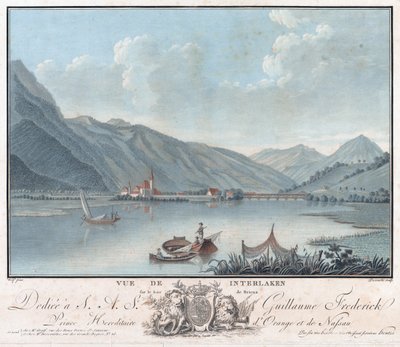 Vue de Interlaken, noin 1787 (Etsaus ja akvatintti) tekijältä Charles Melchior Descourtis