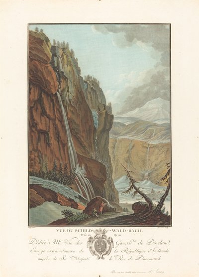 Vue du Schild-Wald-Bach ylistää Hiveriä tekijältä Charles Melchior Descourtis after Caspar Wolf
