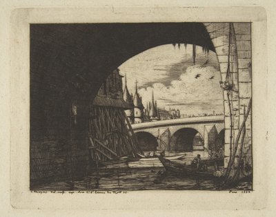 Holvikäytävä, Pont Notre-Dame, Pariisi, sarjasta "Pariisin etsaukset" tekijältä Charles Meryon