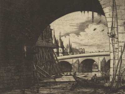 Archway, Pont Notre-Dame, Pariisi, 1853. tekijältä Charles Meryon