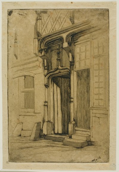 Muinaisen luostarin ovi, rue Mirabeau, Bourges tekijältä Charles Meryon