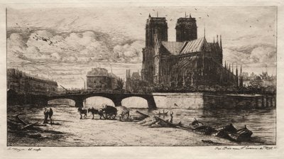 Pariisin etsaukset: Notre Damen katedraalin apsis, 1854. tekijältä Charles Meryon