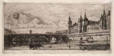 Pariisin etsaukset: Vaihto-silta, 1854. tekijältä Charles Meryon