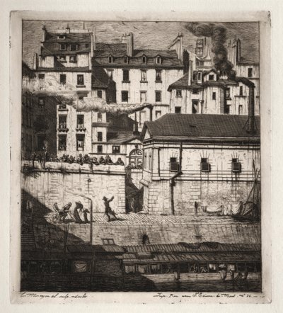 Pariisin etsaukset: ruumishuone, 1854. tekijältä Charles Meryon