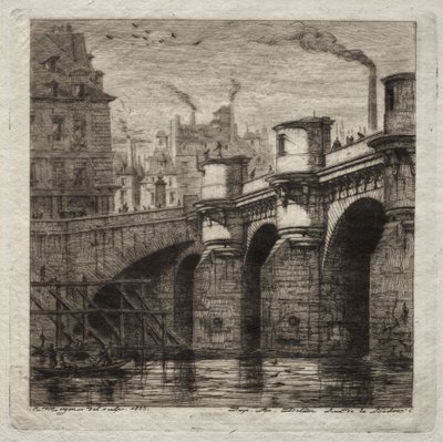 Pariisin etsaukset: Uusi silta, 1853. tekijältä Charles Meryon
