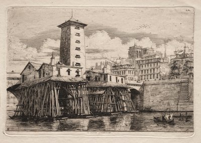 Pariisin etsaukset: Notre Damen pumppu, 1852. tekijältä Charles Meryon