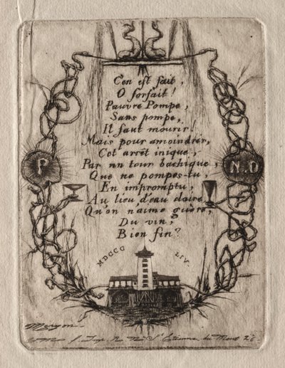 Pariisin etsaukset: Notre Dame -pumppu, pieni lautanen, 1854. tekijältä Charles Meryon