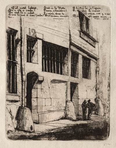 Pariisin etsaukset: Pahojen poikien katu, 1854. tekijältä Charles Meryon