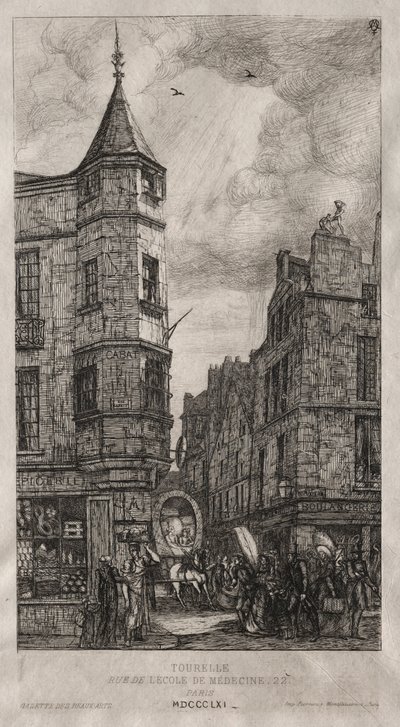 Talo, jossa on torni, No. 22 Street of the School of Medicine tekijältä Charles Meryon