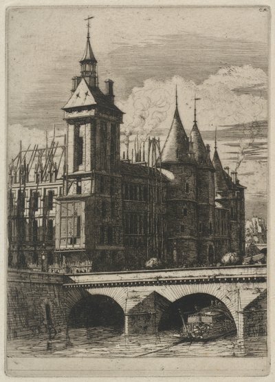 Kellotorni, Pariisi (The Clock Tower, Paris) tekijältä Charles Meryon
