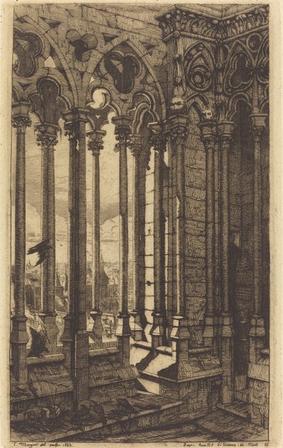Notre Damen galleria, Pariisi (The Gallery of Notre Dame, Pariisi) tekijältä Charles Meryon