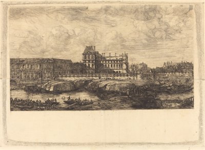 Vanha Louvre Zeemanin maalauksesta, 1651 (The Old Louvre, Zeemanin maalauksesta, 1651) tekijältä Charles Meryon