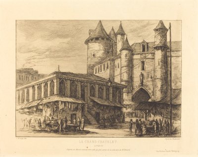 Le Grand Chatelet, Pariisi, noin 1780 (The Grand Chatelet, Pariisi, noin 1780) tekijältä Charles Meryon