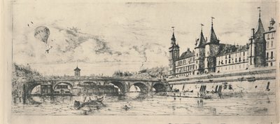 Le Pont-Au-Change, 2. osavaltio, 6 18 x 13 116 tuumaa, 1854, 1927 tekijältä Charles Meryon