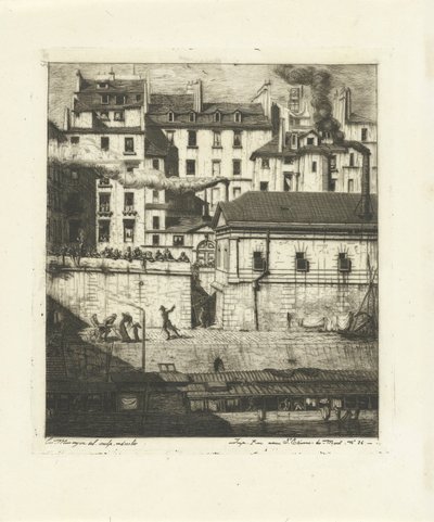 Ruumishuone Seinen varrella Pariisissa La Morgue Eaux-Fortes sur Paris (sarjan nimi) tekijältä Charles Meryon