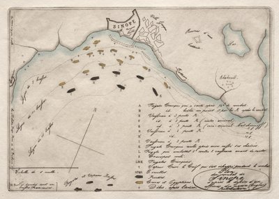 Kartta Sinopen taistelusta, 1853. tekijältä Charles Meryon