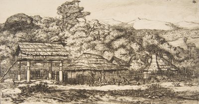 Alkuperäiset navet ja majat Akaroassa, Banksin niemimaalla, 1845, 1860. tekijältä Charles Meryon