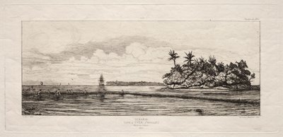Oseania: Kalastus lähellä saaria palmuilla Ueassa tai Wallis-ryhmässä, 1845 tekijältä Charles Meryon