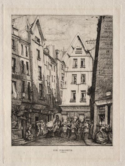Pirouette Street, lähellä Markets, Pariisi tekijältä Charles Meryon