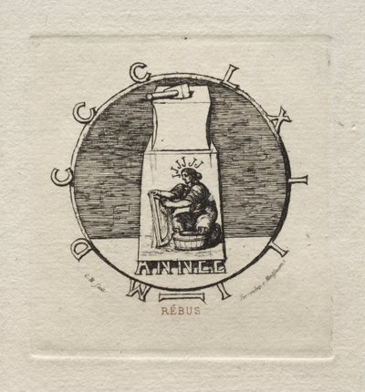 Rebus: Tässä on muinainen kosto, 1863. tekijältä Charles Meryon