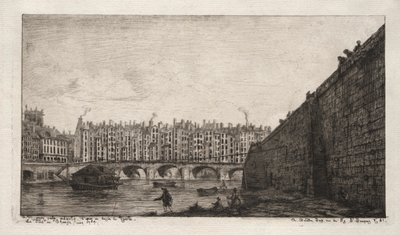 Exchange Bridge, Pariisi, noin 1784 tekijältä Charles Meryon