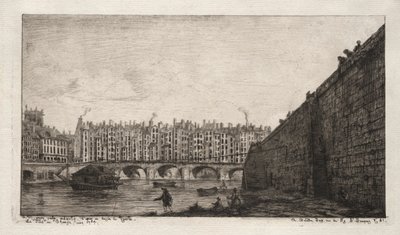 Exchange Bridge, Pariisi, noin 1784, 1855. tekijältä Charles Meryon