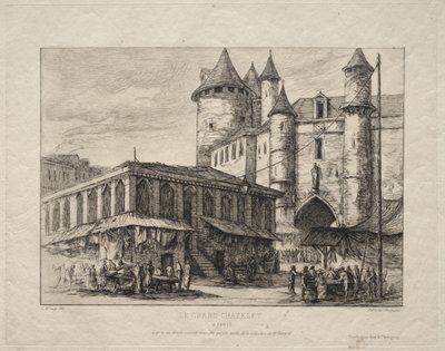 Grand Châtelet, Pariisi, noin 1780 tekijältä Charles Meryon