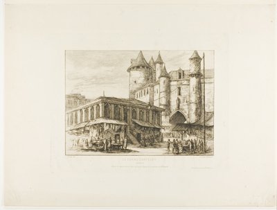 Grand Châtelet, Pariisi, n. 1780, aikaisemman piirustuksen jälkeen tekijältä Charles Meryon