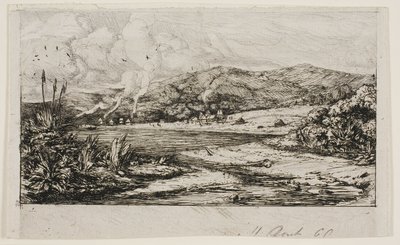 Pieni ranskalainen siirtomaa Akaroassa, 1845 tekijältä Charles Meryon