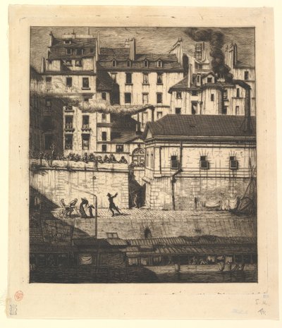Mortuary, Paris La Morgue, 1854. tekijältä Charles Meryon
