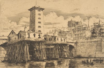 Notre-Dame-pumppu, Pariisi, 1852. tekijältä Charles Meryon
