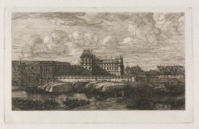 Vanha Louvre Zeemanin maalauksesta, 1651 tekijältä Charles Meryon