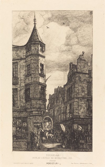 Turret, Street of the School of Medicine, 22, Paris tekijältä Charles Meryon