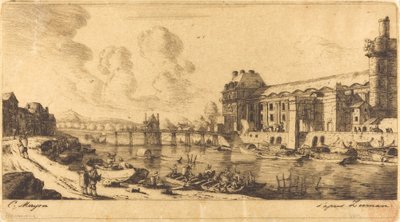 Tuhannen paviljonki. ja osa Louvrea tekijältä Charles Meryon after Reinier Nooms, called Zeeman