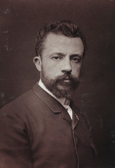 Taiteellinen ja elämäkerrallinen albumi, 5. vuosi, Salon 1885; belgialaisen taidemaalarin Évariste Carpentierin (1845-1922) muotokuva tekijältä Charles Michelez