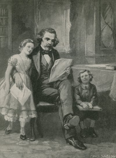 Nathaniel Hawthorne lukemassa lapsilleen tekijältä Charles Mills Sheldon
