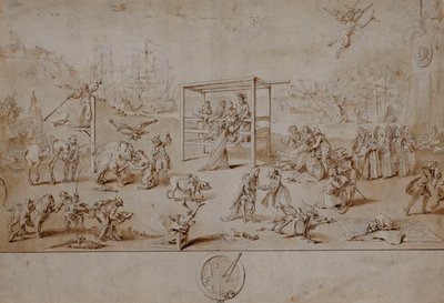Eurooppalainen rotu: allegorinen karikatyyri poliittisen Euroopan tilasta vuosina 1738-1739, tekijältä Charles Mosley